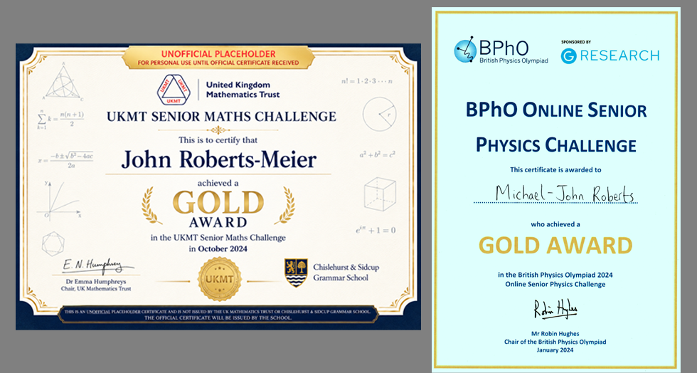 2024 - Gold Awards Senior Maths & Physics Challenges