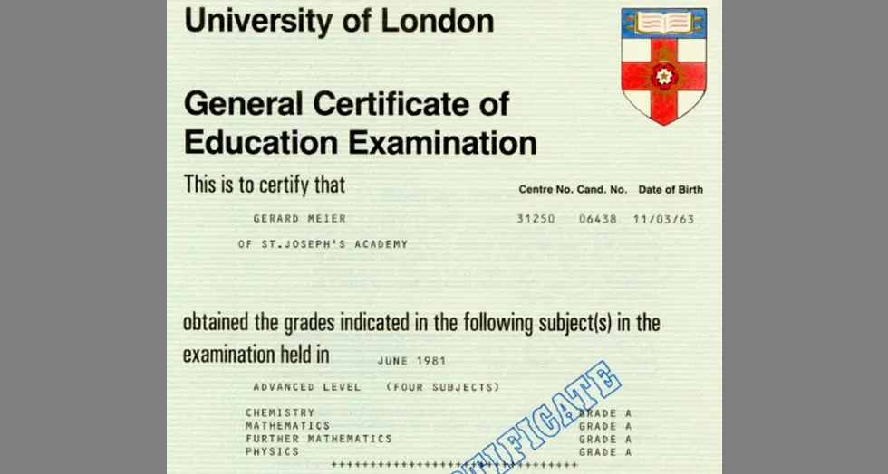 GCE Maths & Science A Levels